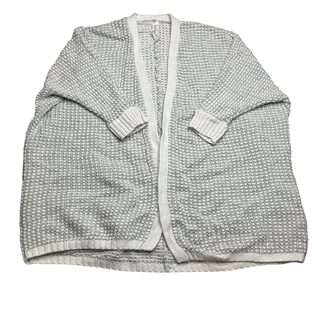 Aeropostale Cardigan Open Knit Gray White Cozy Sweater‎ XS